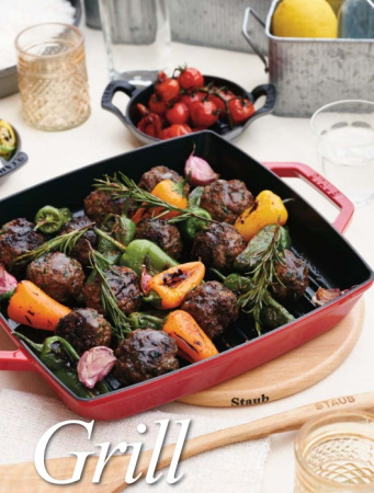 Сковорода-гриль квадратная 28х28 см с 2 ручками Staub, вишневая (12012806)
