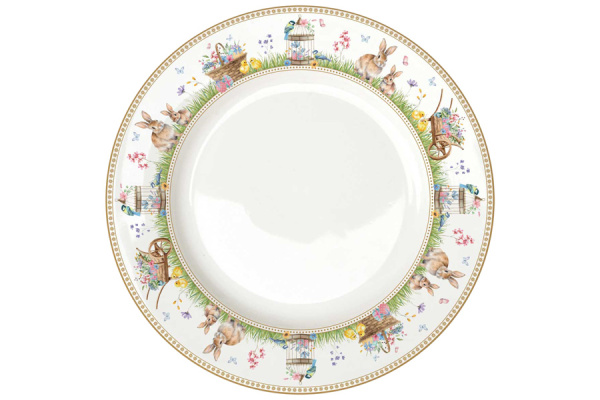 Набор тарелок обеденных 26,5 см 4 штуки, Пасхальная коллекция, Кролики и цыплята, Easy Life