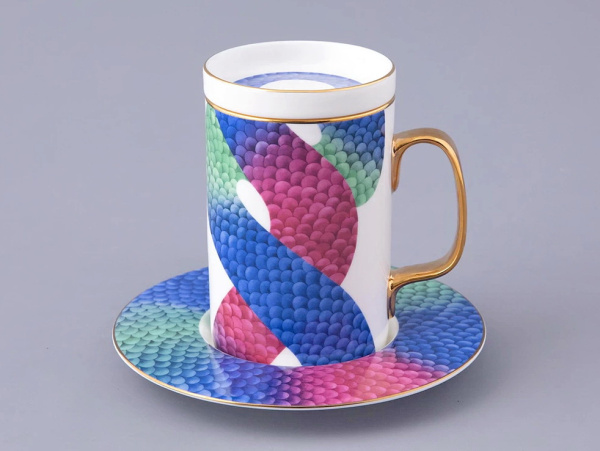 Подарочный набор Бокал с блюдем и крышкой Лунный змей 390 мл, Императорский фарфоровый завод 81.32798.00.1