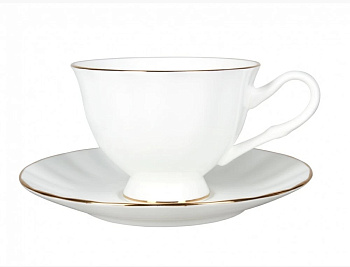 Чашка с блюдцем Золотая лента (Нега) 220 мл, Императорский фарфоровый завод (ИФЗ) 81.20571.00.1