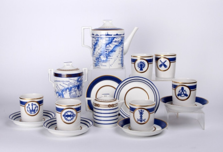 Сервиз чайный ИФЗ Кают-компания (Гербовая) 14 предметов, Императорский фарфоровый завод 81.24029.00.1