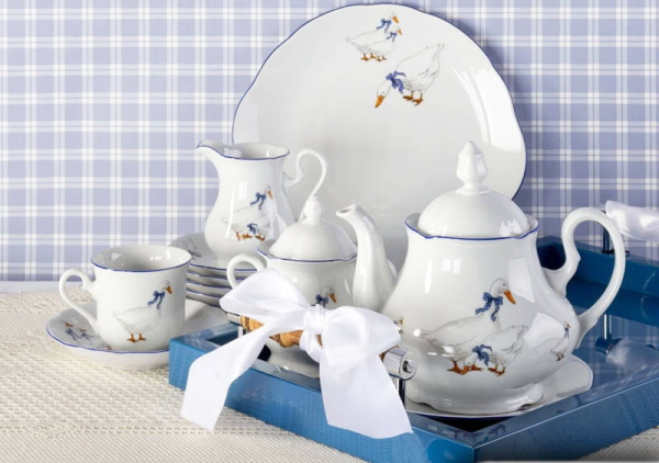 Чайный сервиз 6 персон 15 предметов, Гуси Мэри-Энн 03160725-0807, Leander