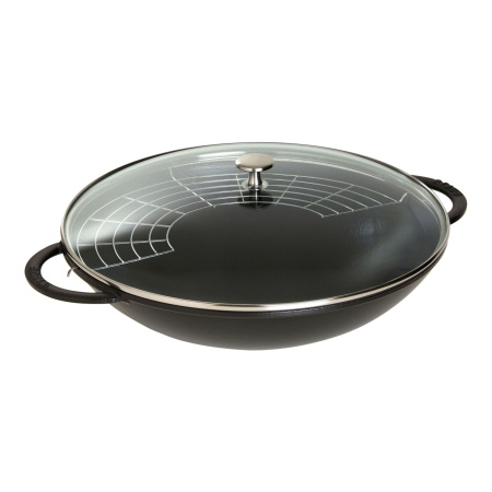 Вок со стеклянной крышкой, 37 см 5,7 л, Staub, черный (1313923)