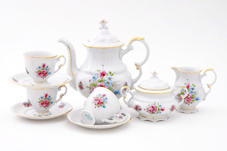 Кофейный сервиз 6 персон 15 предметов Весенние цветы, Соната 07160714-0013, Leander