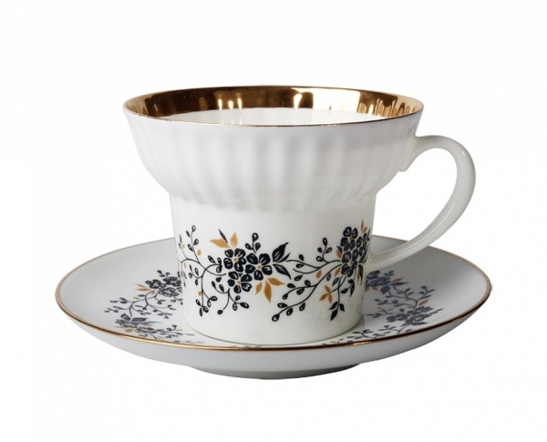Чашка с блюдцем Тонкие веточки (Волна) 155 мл, Императорский фарфоровый завод (ИФЗ) 81.14403.00.1