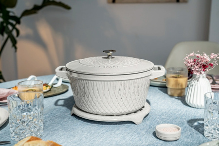 Кокот круглый STAUB 24 см, 4,25 л, белый трюфель (145224107)