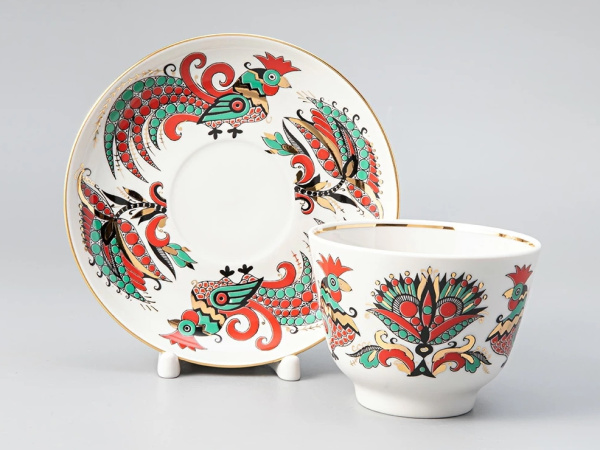 Чашка с блюдцем чайная Два петуха 350 мл (Подарочная) Императорский фарфоровый завод (ИФЗ) 81.10642.00.1