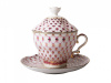 Чашка чайная с блюдцем и с крышкой, Сетка - Блюз (Подарочная-2) Императорский фарфоровый завод (ЛФЗ) 81.15512.00.1