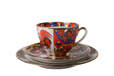 Комплект чайный ИФЗ Народные узоры 3 предмета (Весенняя) Императорский фарфоровый завод 81.18074.00.1