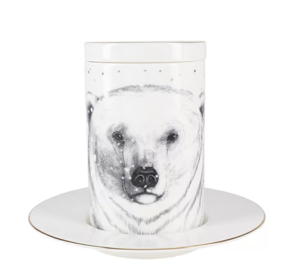 Подарочный набор бокал с блюдем и крышкой Тотем Медведь 390 мл, Императорский фарфоровый завод 81.28376.00.1