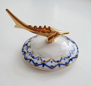 Крышка для икорница каспийская Кобальтовая сетка, Императорский фарфоровый завод (ИФЗ) 80.72957.00.11