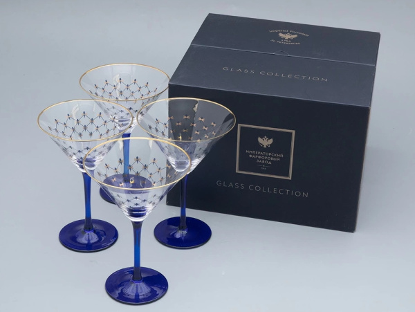Набор (4 бокала для мартини) 150 мл Кобальтовая сетка, Императорский фарфоровый завод (ИФЗ) 14.11002.07