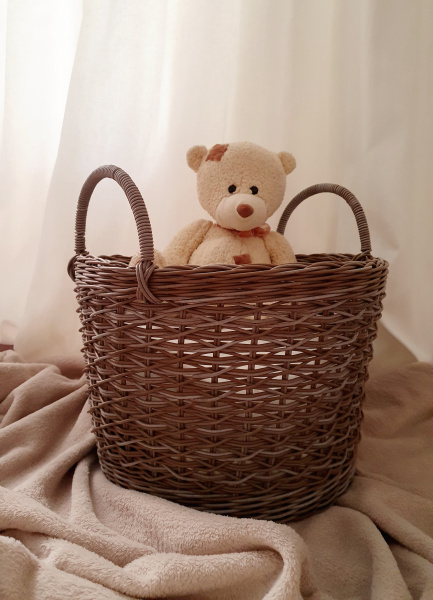 Корзина плетеная для хранения, диаметр 30 см, ручная работа