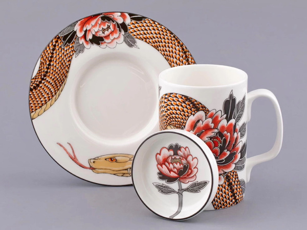 Подарочный набор Бокал с блюдем и крышкой TATTOO Serpenta 390 мл, Императорский фарфоровый завод 81.32804.00.1