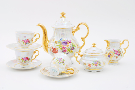 Кофейный сервиз 6 персон 15 предметов, Перламутр, Соната 07160714-0656, Leander