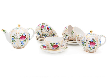 Сервиз чайный ИФЗ Золотые травки 14 предметов (Тюльпан), Императорский фарфоровый завод 81.20940.00.1