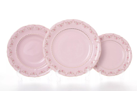 Столовый сервиз на 6 персон 25 предметов, Мелкие цветы, Розовый фарфор Соната 07262011-0158, Leander