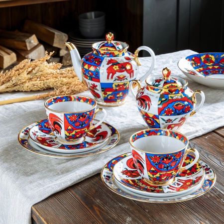 Сервиз чайный ИФЗ Народные узоры 20 предметов (Весенняя), Императорский фарфоровый завод 81.20885.00.1