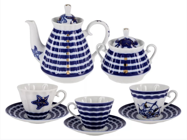 Сервиз чайный Морские звезды 14 предметов (Лучистая), Императорский фарфоровый завод (ИФЗ) 81.28139.00.1