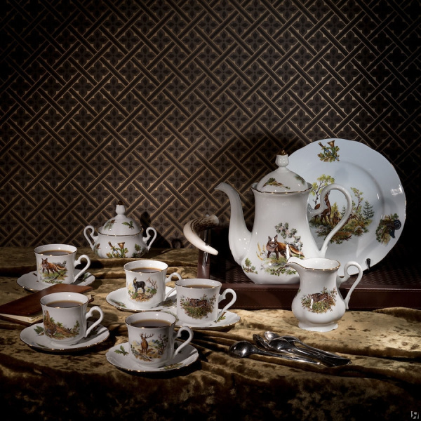 Кофейный сервиз 6 персон 15 предметов, Охота Мэри-Энн 03160714-0363, Leander Кофейный сервиз 6 персон 15 предметов, Охота Мэри-Энн 03160714-0363, Leander