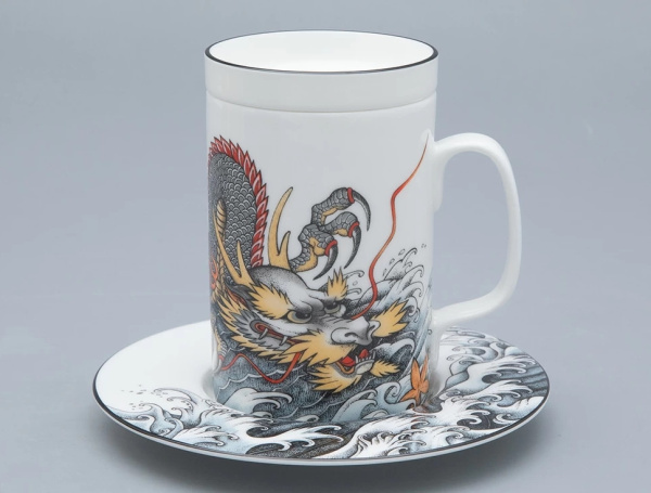 Подарочный набор бокал с блюдем и крышкой TATTOO Dragon 390 мл, Императорский фарфоровый завод 81.31627.00.1