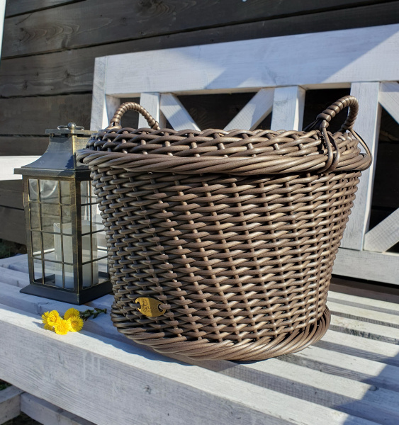 Кашпо для цветов из ротанга с ручками 16 л, цвет венге, ручная работа