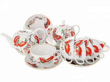 Сервиз чайный Бабочки 20 предметов (Тюльпан), Императорский фарфоровый завод (ЛФЗ) 81.10086.02.1