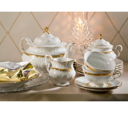 Чайный сервиз 6 персон 15 предметов, Золотой кант Соната 07160725-1239, Leander