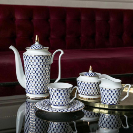 Сервиз кофейный ИФЗ Кобальтовая сетка 15 предметов (Юлия), Императорский фарфоровый завод 81.19482.00.1