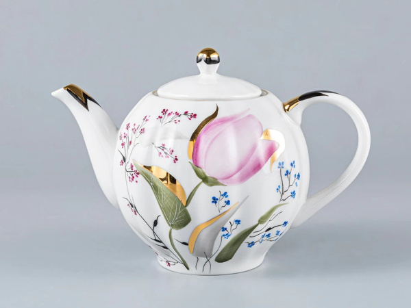 Сервиз чайный ИФЗ Розовые тюльпаны 20 предметов (Тюльпан), Императорский фарфоровый завод 81.20955.00.1