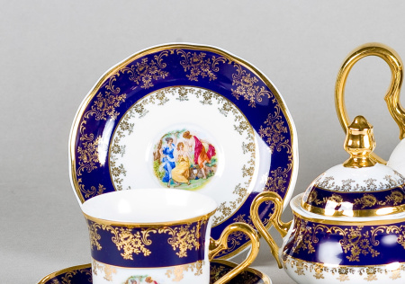 Кофейный сервиз 6 персон 15 предметов Мадонна кобальт, Мэри-Энн 03160714-0179, Leander