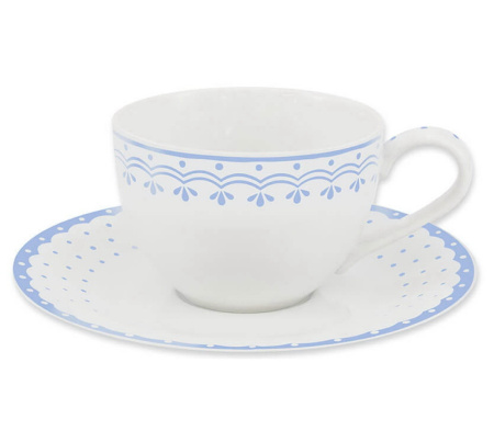 Чайный сервиз на 4 персоны 11 предметов Хюгге Голубые узоры 71160717-327B, Leander
