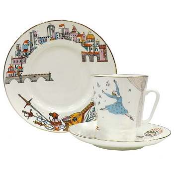 Комплект кофейный 3 предмета Ромео и Джульетта (Майская) Императорский фарфоровый завод (ИФЗ) 81.21564.00.1