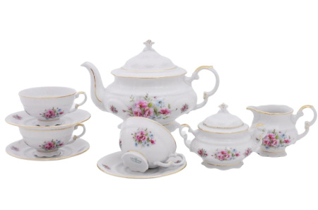 Чайный сервиз 6 персон 15 предметов Весенние цветы, Соната 07160725-0013, Leander
