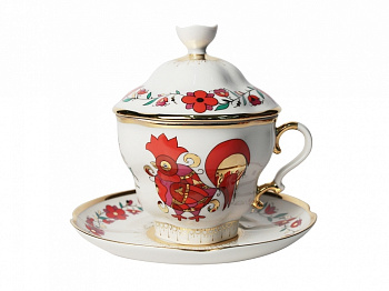 Чашка чайная с блюдцем и с крышкой, Сувенир (Подарочная-2) Императорский фарфоровый завод (ИФЗ) 81.10319.00.1
