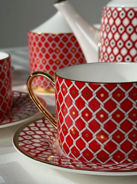 Сервиз чайный ИФЗ Скарлетт (Идиллия) 10 предметов, Императорский фарфоровый завод, 81.27756.00.1