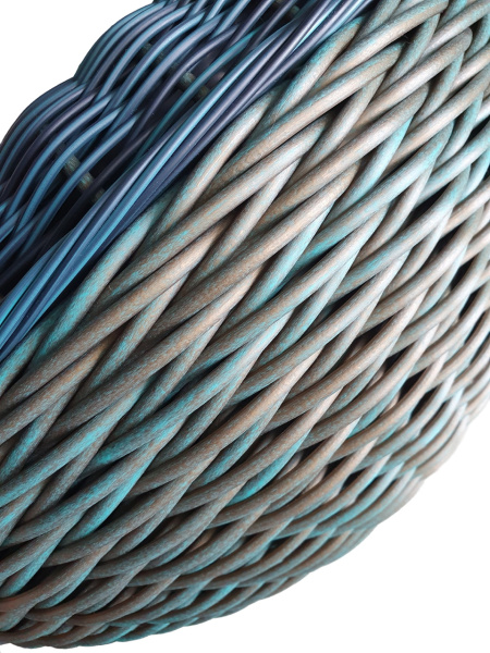 Кашпо-вазон для цветов из ротанга с ручками 14 л, зеленая патина