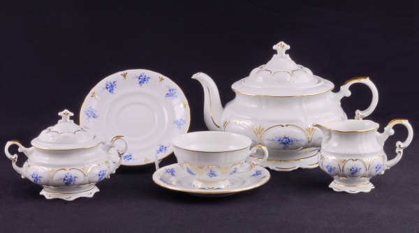 Чайный сервиз 6 персон 15 предметов Голубые цветы, Соната 07160725-0009, Leander