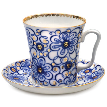 Бокал с блюдцем Ленинградский, Вьюнок 360 мл, Императорский фарфоровый завод (ЛФЗ) 81.13920.00.1