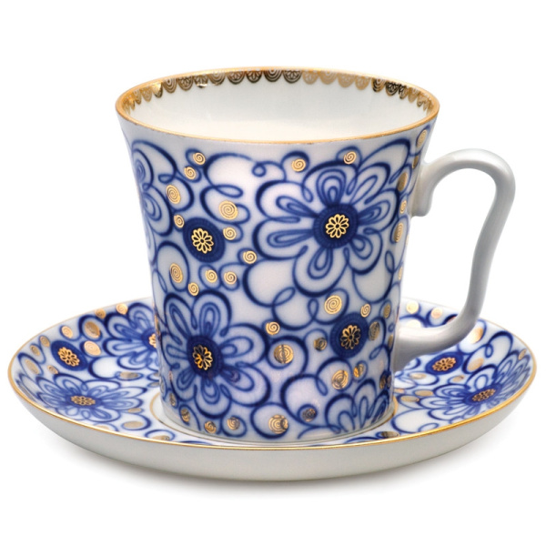 Бокал с блюдцем Ленинградский, Вьюнок 360 мл, Императорский фарфоровый завод (ЛФЗ) 81.13920.00.1