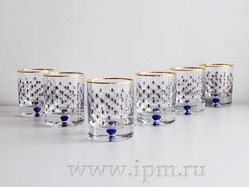 Набор (6 стаканов для виски) 250 мл Кобальтовая сетка, Императорский фарфоровый завод (ЛФЗ) 14.00024.07