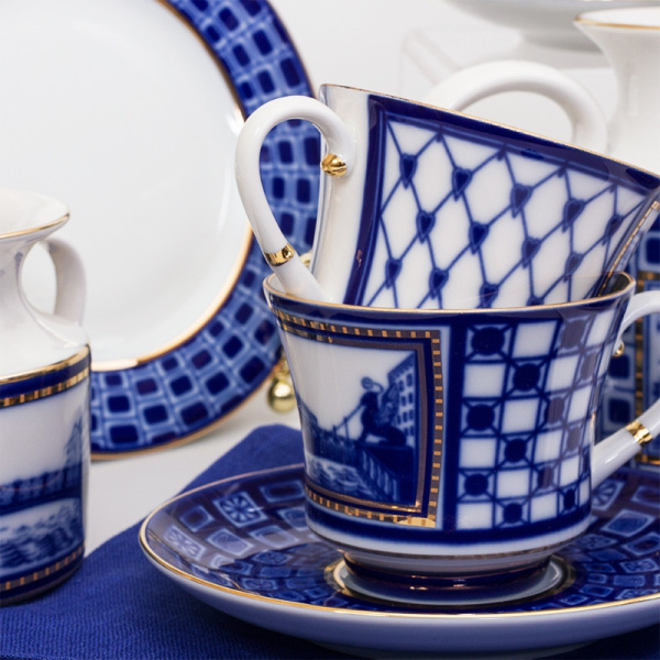 Сервиз чайный ИФЗ Мосты Санкт-Петербурга 20 предметов (Банкетная), Императорский фарфоровый завод 81.25123.00.1