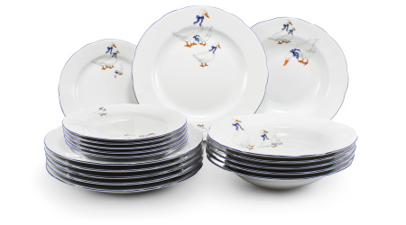 Набор тарелок на 6 персон 18 предметов, Гуси Мэри-Энн 03160119-0807, Leander