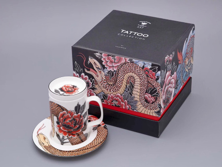 Подарочный набор Бокал с блюдем и крышкой TATTOO Serpenta 390 мл, Императорский фарфоровый завод 81.32804.00.1