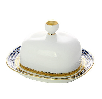 Масленка Прямоугольная Кобальтовая сетка, Императорский фарфоровый завод (ИФЗ) 80.09992.00.1