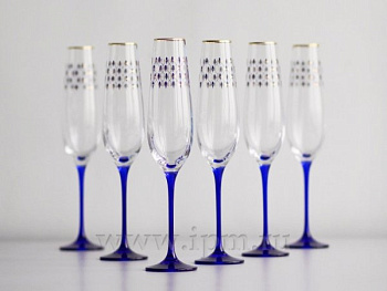Набор (6 бокалов для шампанского) 200 мл Кобальтовая сетка, Императорский фарфоровый завод (ЛФЗ) 14.00005.07