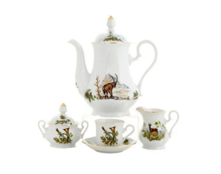 Кофейный сервиз Мокко 6 персон 15 предметов, Охота Мэри-Энн 03160713-0363, Leander