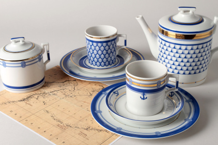 Сервиз чайный ИФЗ Белое море (Гербовая) 20 предметов, Императорский фарфоровый завод (ЛФЗ) 81.25099.00.1