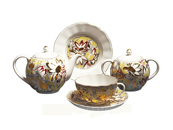 Сервиз чайный Золотые ромашки 14 пр (Тюльпан), Императорский фарфоровый завод (ЛФЗ) 81.21622.00.1