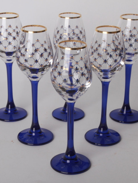 Набор (6 рюмок) 60 мл Кобальтовая сетка, Императорский фарфоровый завод (ИФЗ) 14.00002.07